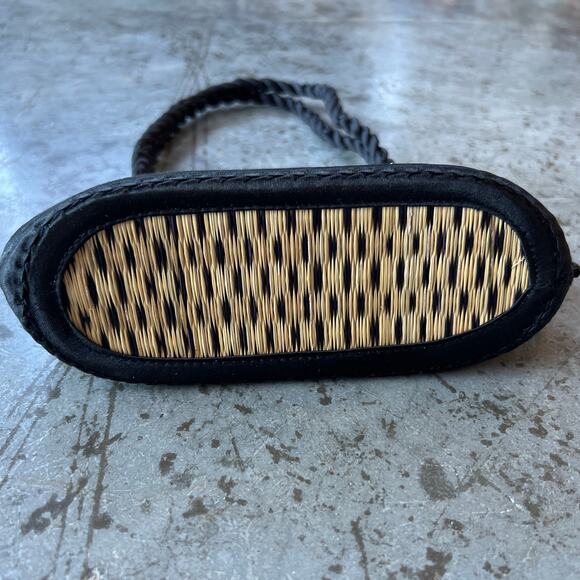 Baskets of Cambodia Handwoven Mini Bag Black & Tan Boho - Picture 4 of 11